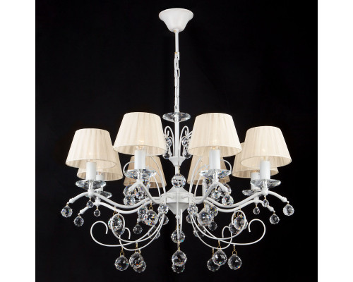 Купить Подвесная люстра Eurosvet 10058/8 белый с золотом/прозрачный хрусталь Strotskis| VIVID-LIGHT.RU