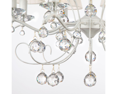 Купить Подвесная люстра Eurosvet 10058/8 белый с золотом/прозрачный хрусталь Strotskis| VIVID-LIGHT.RU