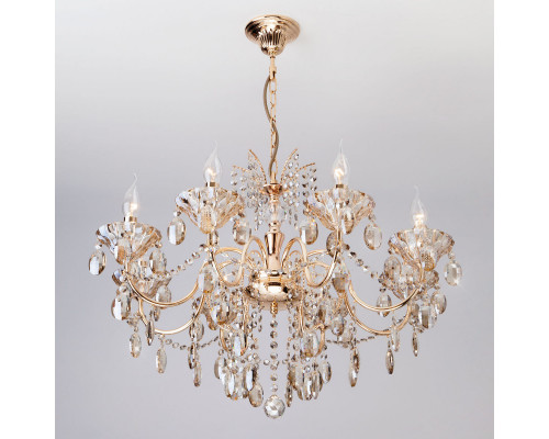 Сделать заказ Подвесная люстра Eurosvet 10025/8 золото/тонированный хрусталь Strotskis| VIVID-LIGHT.RU