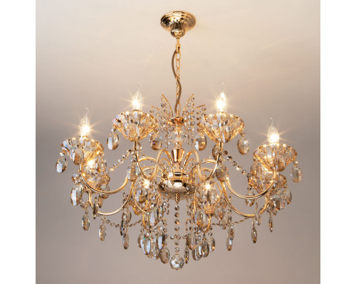 Сделать заказ Подвесная люстра Eurosvet 10025/8 золото/тонированный хрусталь Strotskis| VIVID-LIGHT.RU