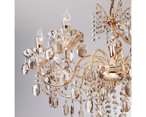 Сделать заказ Подвесная люстра Eurosvet 10025/8 золото/тонированный хрусталь Strotskis| VIVID-LIGHT.RU