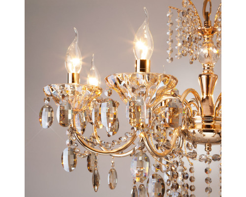 Сделать заказ Подвесная люстра Eurosvet 10025/8 золото/тонированный хрусталь Strotskis| VIVID-LIGHT.RU