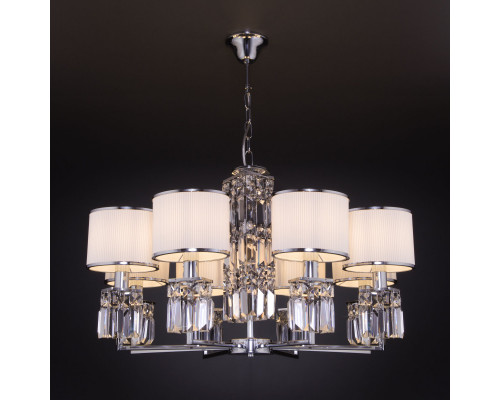 Оформить заказ Подвесная люстра Eurosvet 10099/8 хром/прозрачный хрусталь Strotskis (новый абажур)| VIVID-LIGHT.RU