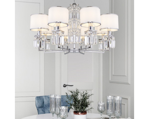 Оформить заказ Подвесная люстра Eurosvet 10099/8 хром/прозрачный хрусталь Strotskis (новый абажур)| VIVID-LIGHT.RU