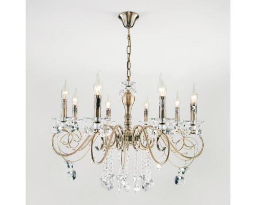 Сделать заказ Подвесная люстра Eurosvet 10104/8 античная бронза/прозрачный хрусталь Strotskis| VIVID-LIGHT.RU