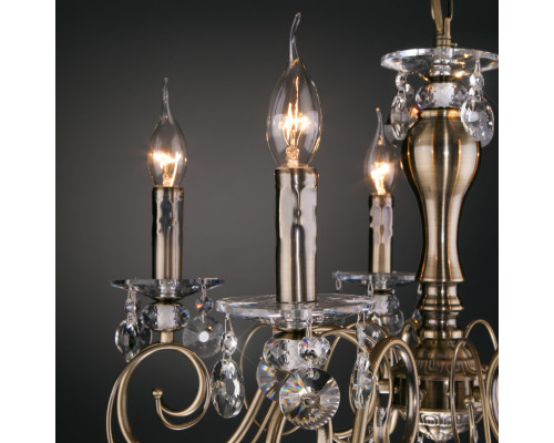 Сделать заказ Подвесная люстра Eurosvet 10104/8 античная бронза/прозрачный хрусталь Strotskis| VIVID-LIGHT.RU
