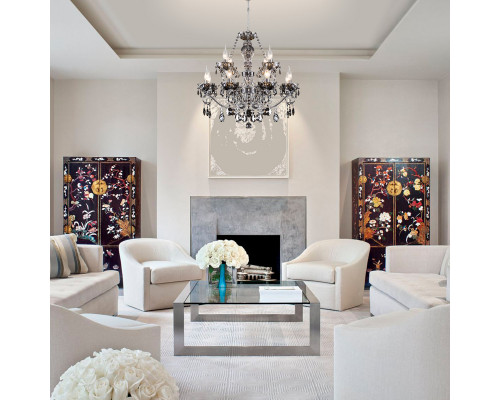 Сделать заказ Подвесная люстра Eurosvet 10103/12 хром/дымчатый хрусталь Strotskis| VIVID-LIGHT.RU