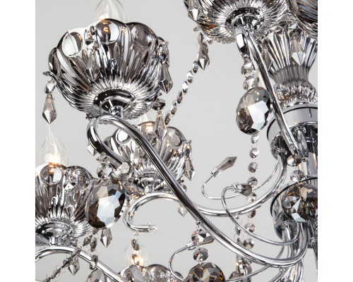 Сделать заказ Подвесная люстра Eurosvet 10103/12 хром/дымчатый хрусталь Strotskis| VIVID-LIGHT.RU