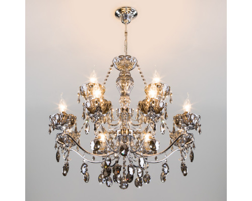 Сделать заказ Подвесная люстра Eurosvet 10103/12 хром/дымчатый хрусталь Strotskis| VIVID-LIGHT.RU