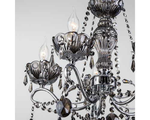 Заказать Подвесная люстра Eurosvet 10103/5 хром/дымчатый хрусталь Strotskis| VIVID-LIGHT.RU