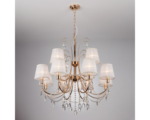 Оформить заказ Подвесная люстра Eurosvet 10087/12 золото/прозрачный хрусталь Strotskis| VIVID-LIGHT.RU