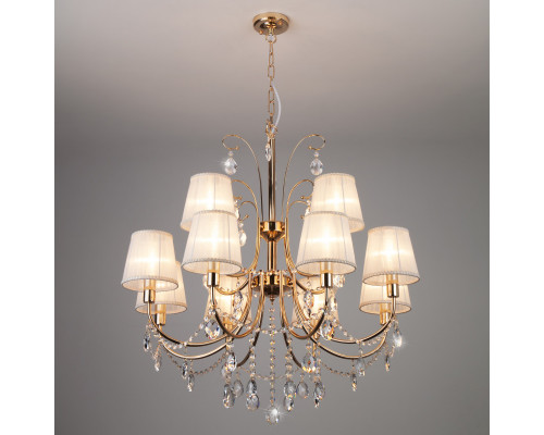 Оформить заказ Подвесная люстра Eurosvet 10087/12 золото/прозрачный хрусталь Strotskis| VIVID-LIGHT.RU