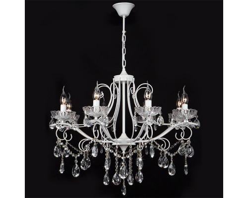 Купить Подвесная люстра Eurosvet 10061/8 белый с золотом/прозрачный хрусталь Strotskis| VIVID-LIGHT.RU
