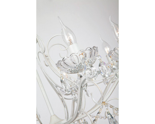 Купить Подвесная люстра Eurosvet 10061/8 белый с золотом/прозрачный хрусталь Strotskis| VIVID-LIGHT.RU