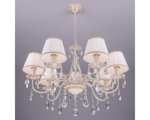 Заказать Подвесная люстра Eurosvet 3637/7 белый с золотом/прозрачный хрусталь Strotskis| VIVID-LIGHT.RU