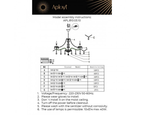 Купить Подвесная люстра APLOYT APL.810.03.10| VIVID-LIGHT.RU