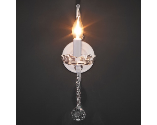 Оформить заказ Бра Eurosvet 10107/1 глянцевый белый/прозрачный хрусталь Strotskis| VIVID-LIGHT.RU