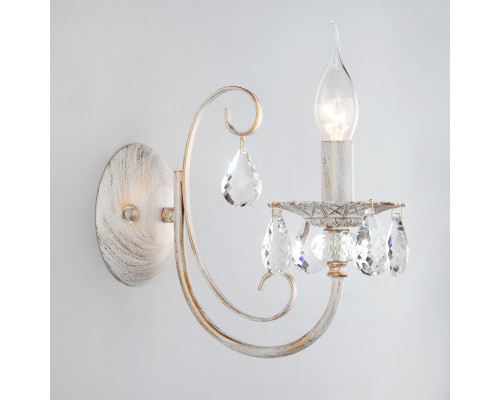 Оформить заказ Бра Eurosvet 3305/1 белый с золотом/прозрачный хрусталь Strotskis| VIVID-LIGHT.RU