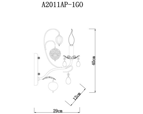 Купить Бра ARTE Lamp A2011AP-1GO| VIVID-LIGHT.RU