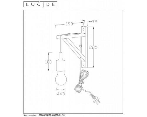 Сделать заказ Бра LUCIDE 08208/01/30| VIVID-LIGHT.RU