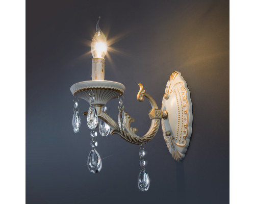 Купить Бра Eurosvet 3585/1 белый/прозрачный хрусталь Strotskis| VIVID-LIGHT.RU