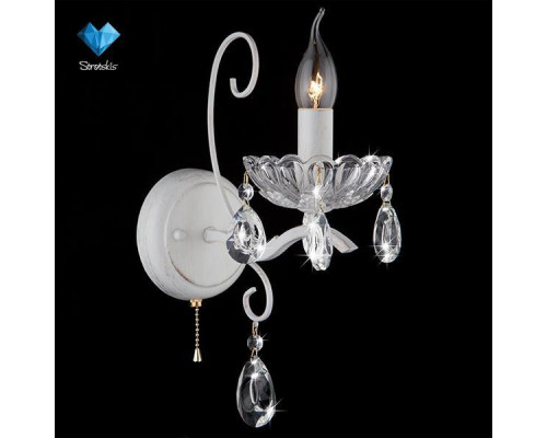 Оформить заказ Бра Eurosvet 10061/1 белый с золотом/прозрачный хрусталь Strotskis| VIVID-LIGHT.RU