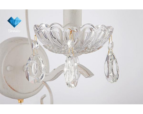 Оформить заказ Бра Eurosvet 10061/1 белый с золотом/прозрачный хрусталь Strotskis| VIVID-LIGHT.RU