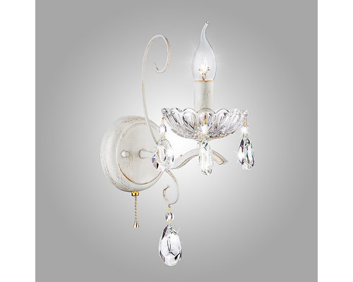 Оформить заказ Бра Eurosvet 10061/1 белый с золотом/прозрачный хрусталь Strotskis| VIVID-LIGHT.RU