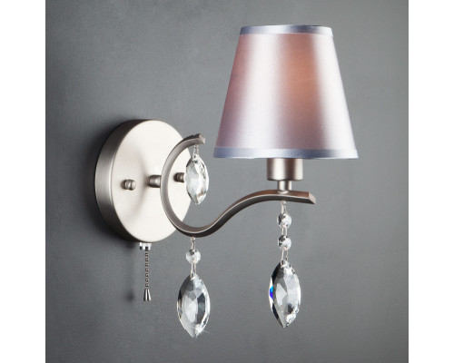Заказать Бра Eurosvet 10089/1 сатин-никель/прозрачный хрусталь Strotskis| VIVID-LIGHT.RU