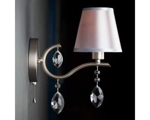 Заказать Бра Eurosvet 10089/1 сатин-никель/прозрачный хрусталь Strotskis| VIVID-LIGHT.RU
