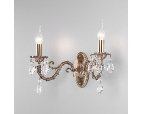Заказать Бра Eurosvet 10102/2 античная бронза/прозрачный хрусталь Strotskis| VIVID-LIGHT.RU