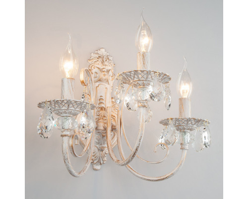 Оформить заказ Бра Eurosvet 3305/3 белый с золотом/прозрачный хрусталь Strotskis| VIVID-LIGHT.RU