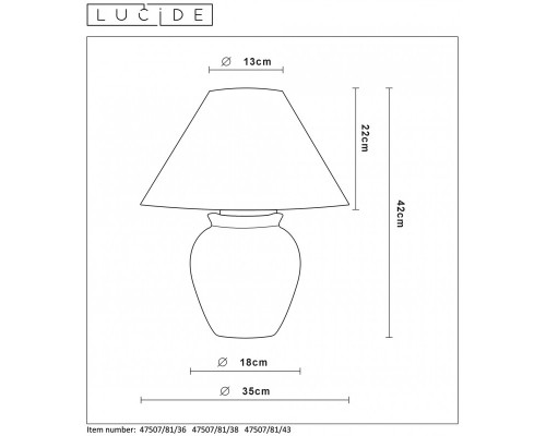 Заказать Настольная лампа LUCIDE 47507/81/36| VIVID-LIGHT.RU