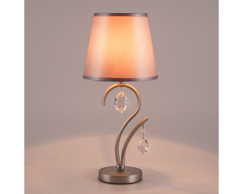 Оформить заказ Настольная лампа Eurosvet 01059/1 сатин-никель/прозрачный хрусталь Strotskis| VIVID-LIGHT.RU