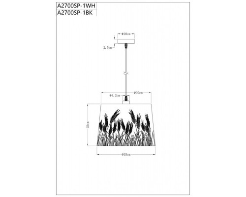 Купить Подвесной светильник ARTE Lamp A2700SP-1BK| VIVID-LIGHT.RU