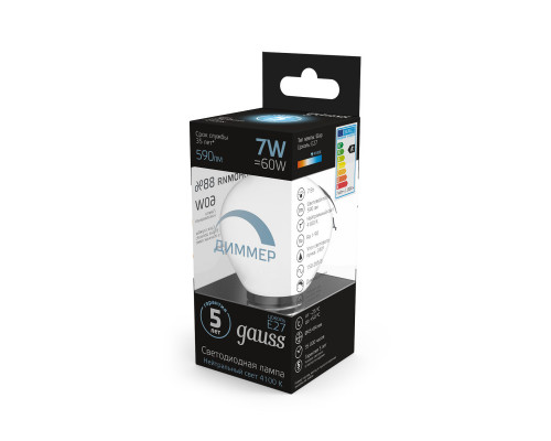 Сделать заказ Светодиодная лампа Gauss 105102207-D| VIVID-LIGHT.RU