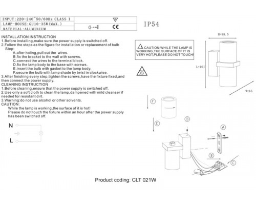 Сделать заказ Бра Crystal Lux CLT 021W WH| VIVID-LIGHT.RU