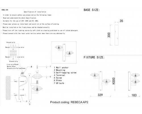 Сделать заказ Бра Crystal Lux REBECA AP2 GOLD| VIVID-LIGHT.RU