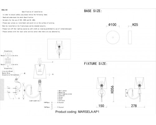Купить Бра Crystal Lux MARSELA AP1 NICKEL| VIVID-LIGHT.RU