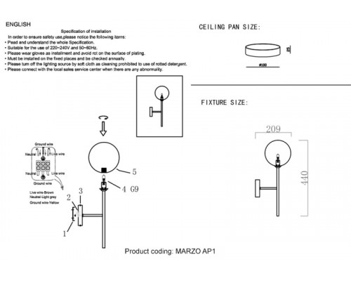 Оформить заказ Бра Crystal Lux MARZO AP1 BRONZE/TRANSPARENTE| VIVID-LIGHT.RU