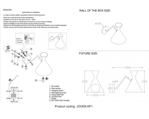 Оформить заказ Бра Crystal Lux JOVEN AP1 GOLD/BLACK| VIVID-LIGHT.RU