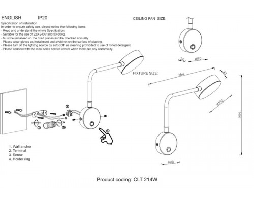 Купить Бра Crystal Lux CLT 214W BL| VIVID-LIGHT.RU