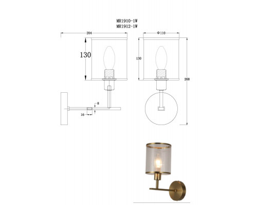 Заказать Бра MyFar MR1912-1W| VIVID-LIGHT.RU