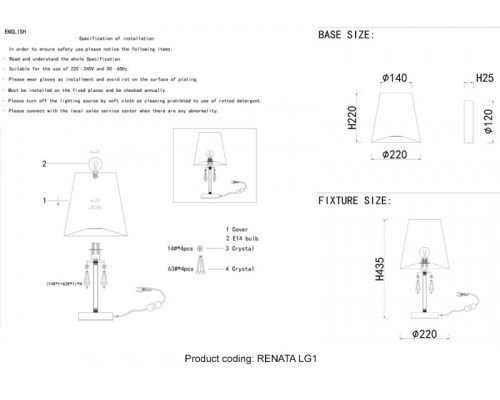 Купить Настольная лампа Crystal Lux RENATA LG1 GOLD| VIVID-LIGHT.RU