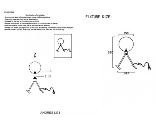 Купить Настольная лампа Crystal Lux ANDRES LG1 BRONZE/TRANSPARENTE| VIVID-LIGHT.RU