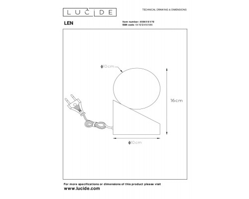 Сделать заказ Настольная лампа LUCIDE 45561/01/70| VIVID-LIGHT.RU