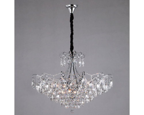 Оформить заказ Каскадная люстра Eurosvet 10080/12 хром/прозрачный хрусталь Strotskis| VIVID-LIGHT.RU