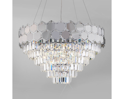 Купить Каскадная люстра Eurosvet 10124/8 хром/прозрачный хрусталь Strotskis Smart (10113/8)| VIVID-LIGHT.RU