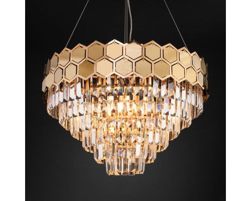 Оформить заказ Каскадная люстра Eurosvet 10124/8 золото/прозрачный хрусталь Strotskis Smart (10113/8)| VIVID-LIGHT.RU