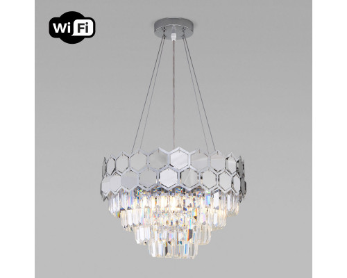 Купить Каскадная люстра Eurosvet 10124/5 хром/прозрачный хрусталь Strotskis Smart (10113/5)| VIVID-LIGHT.RU